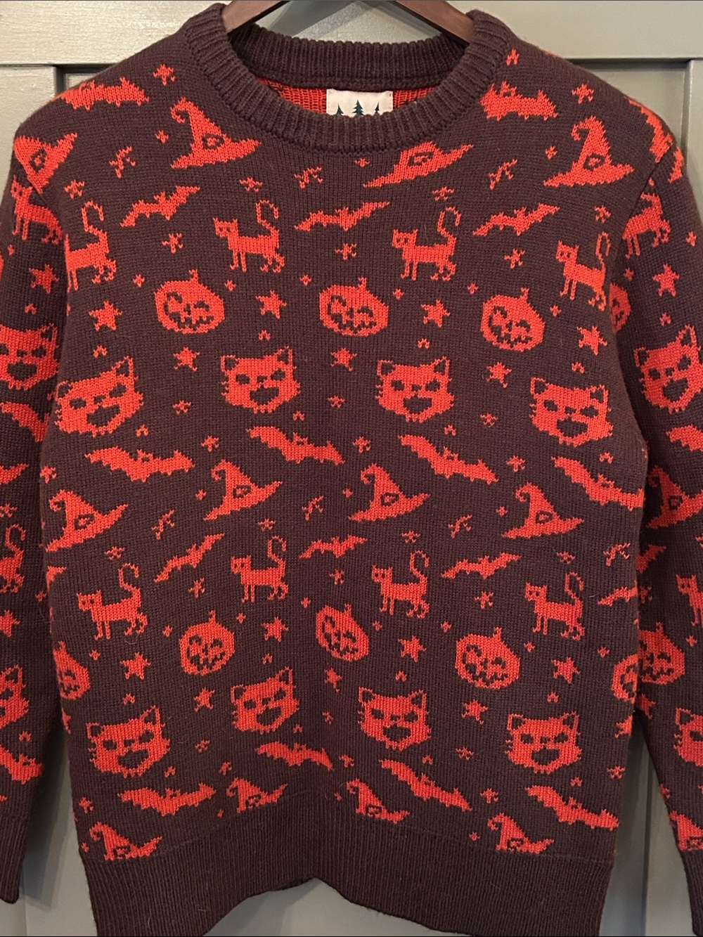 Kiel James Patrick Hocus Pocus Halloween Sweater Wool Blend Brown Orange Small - Picture 5 of 8